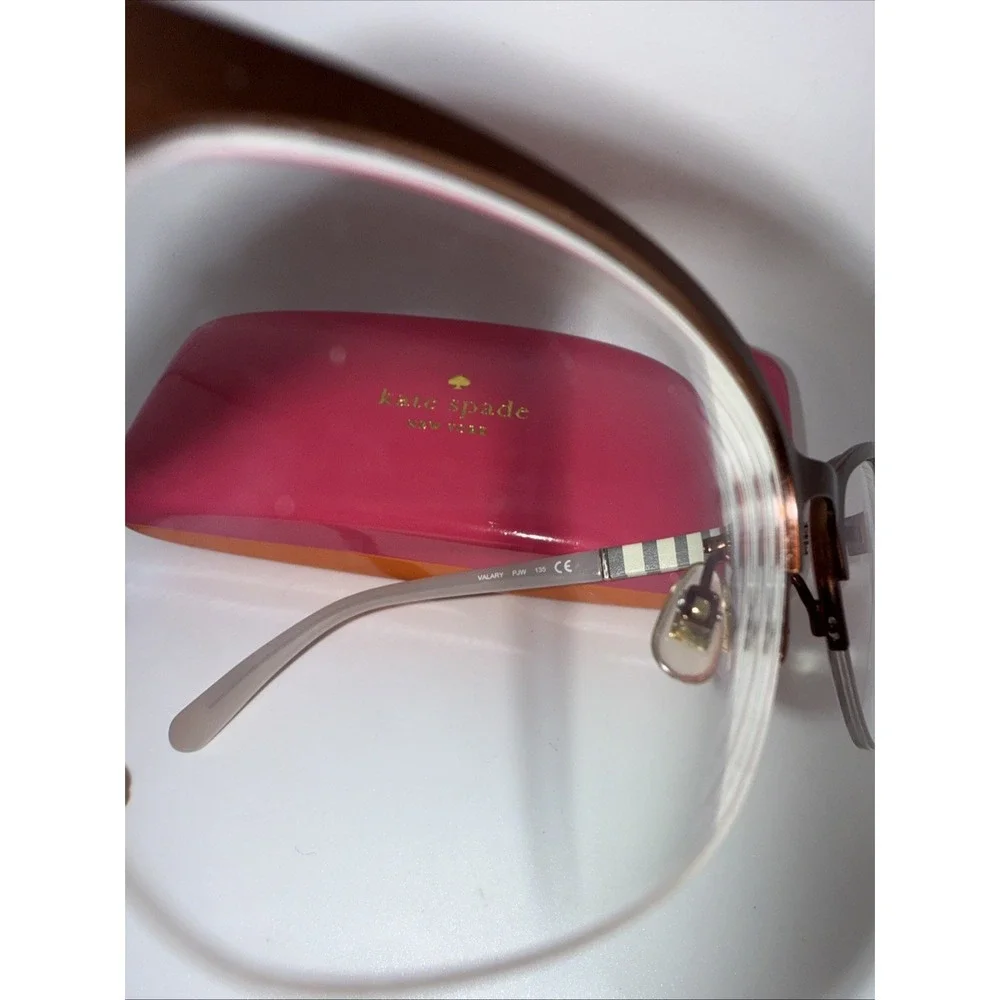 Kate Spade Valary PJW Authentic Copper Half Rim Eyeglass Frames 51-16-135 & Case